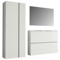 GARDEROBE 3-teilig  in 180/185/33 cm  - Weiss, Design, Glas/Holzwerkstoff (180/185/33cm) - Moderano