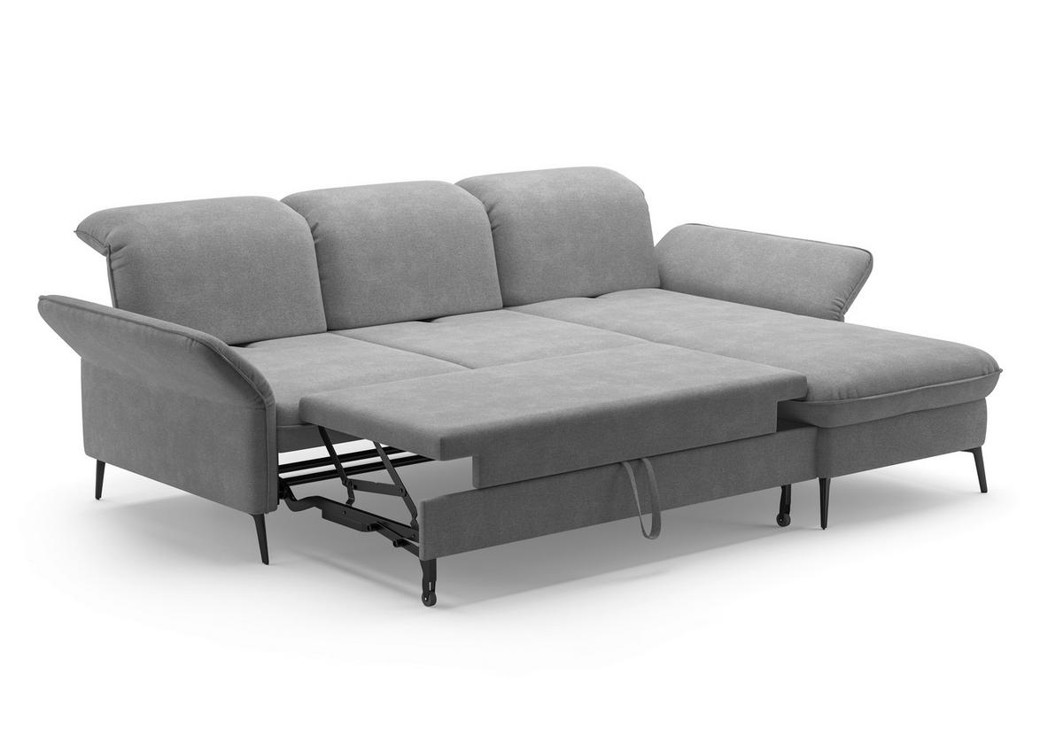 ECKSOFA in Flachgewebe Grau  - Schwarz/Grau, Konventionell, Textil/Metall (264/198cm) - Sit & More