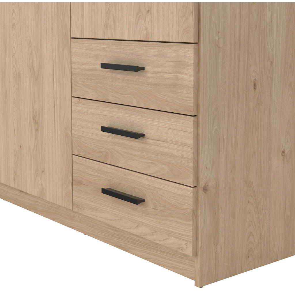 Thumbnail - Mid.you Kleiderschrank, Eiche, Metall, 2 Fächer, 3 Schubladen, 147x200x49.8 cm, FSC Mix, Made in Denmark, Schlafzimmer, ...