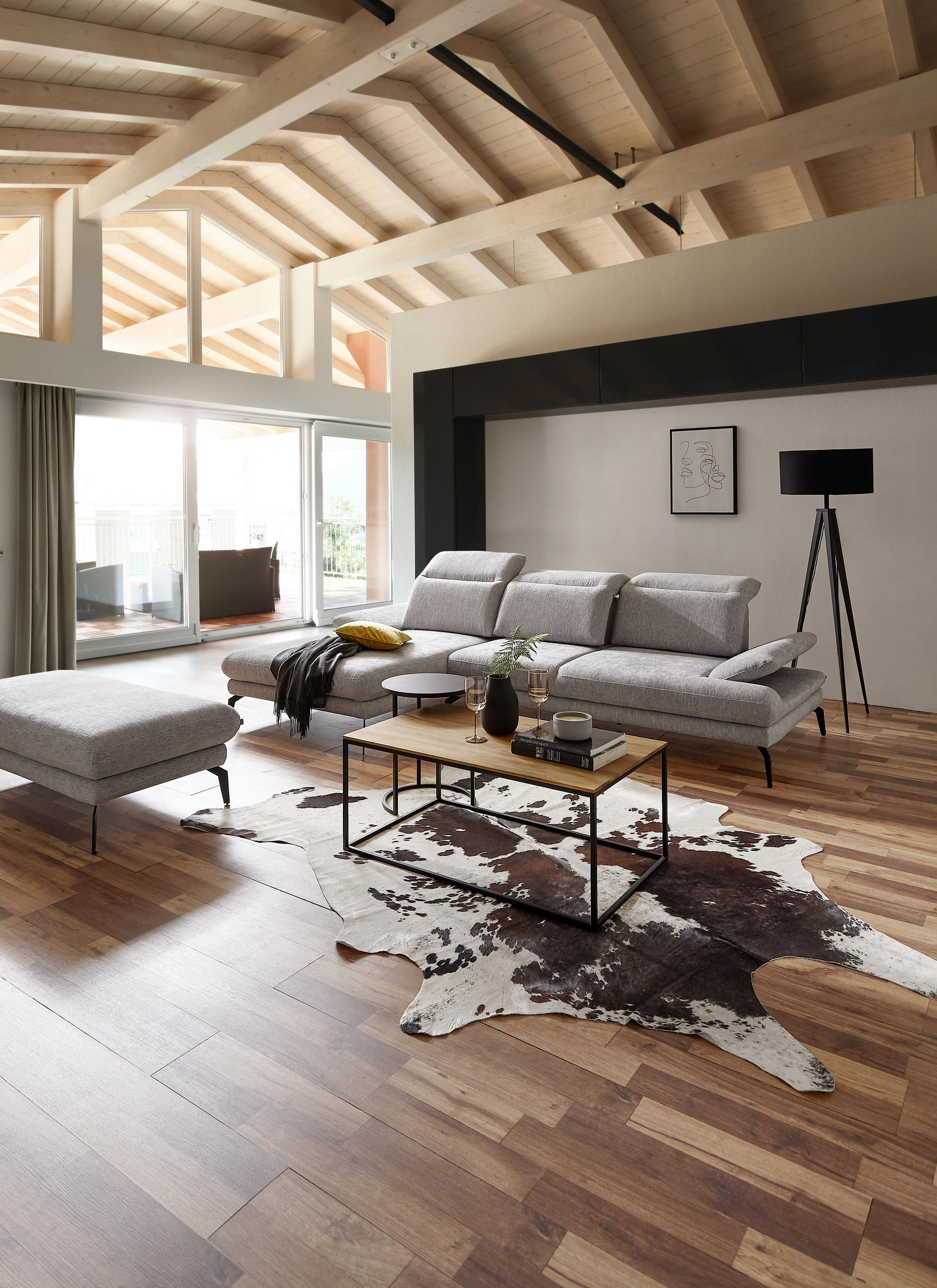 COUCHTISCH in Holz 100/60/41,5 cm - Eichefarben/Schwarz, Design, Holz/Metall (100/60/41,5cm) - Johann Jakob