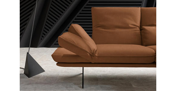 ECKSOFA in Echtleder Hellbraun  - Hellbraun/Schwarz, Design, Leder/Metall (210/130cm) - Dieter Knoll