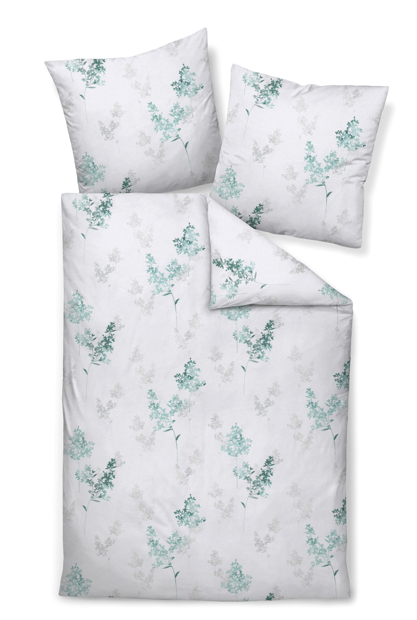 POSTELJNINA 135/200 cm bombažni flanel žadasto zelena  - žadasto zelena, Konvencionalno, tekstil (135/200cm) - Janine