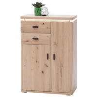 SCHUHSCHRANK Eiche furniert, massiv Eichefarben  - Eichefarben/Schwarz, Natur, Holz/Holzwerkstoff (75/111/37cm) - Linea Natura