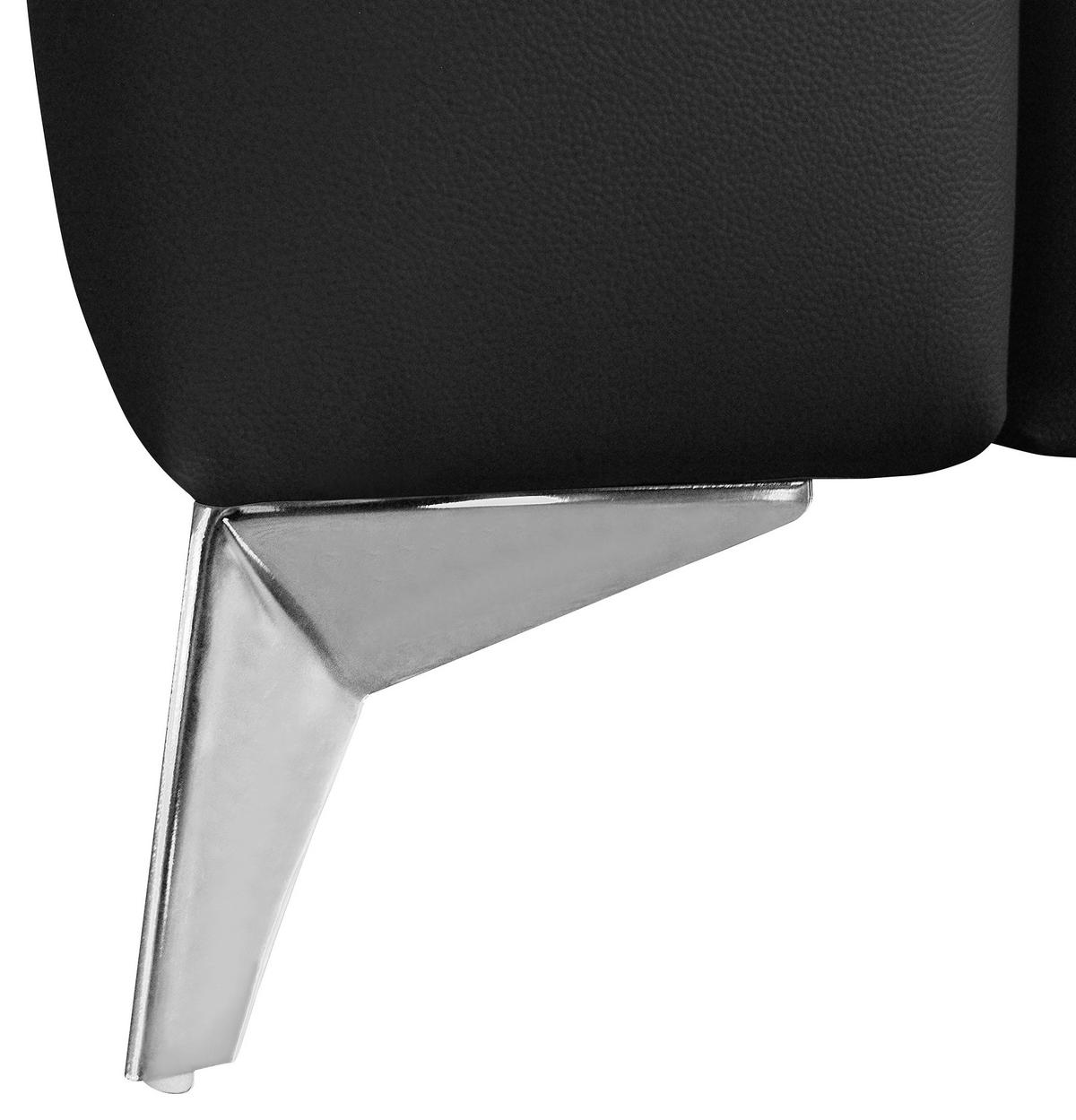 ECKSOFA MONDO Schwarz Echtleder Lederlook  - Chromfarben/Schwarz, Design, Leder/Textil (286/208cm) - Livetastic