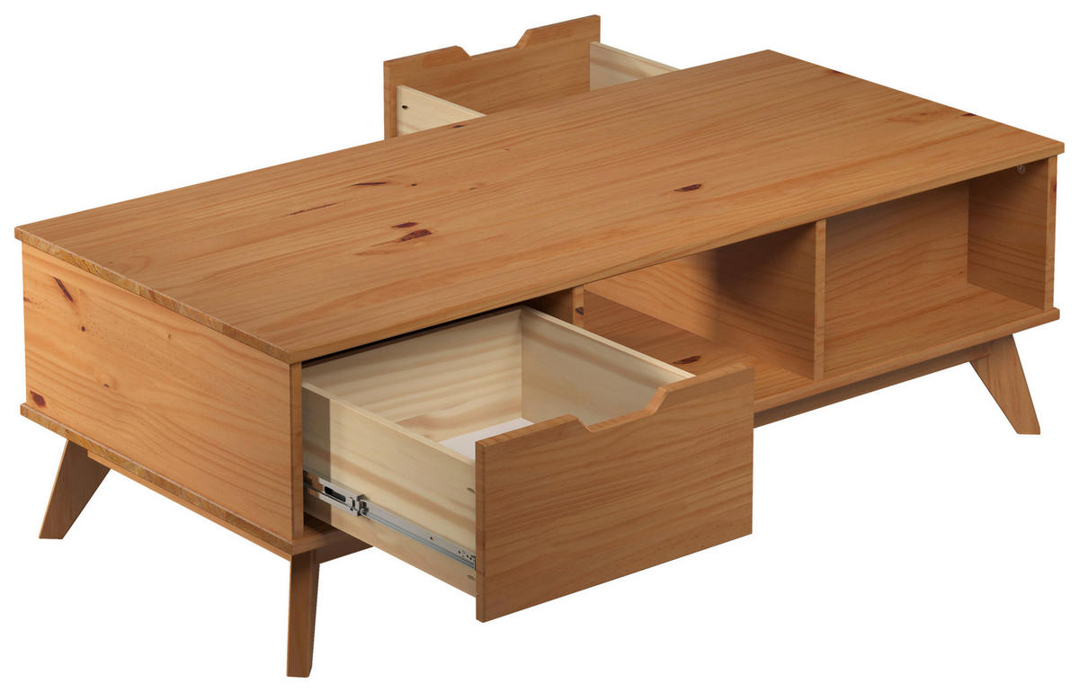 COUCHTISCH Kiefer massiv 120/55/39 cm rechteckig Honig  - Honig, LIFESTYLE, Holz (120/55/39cm)