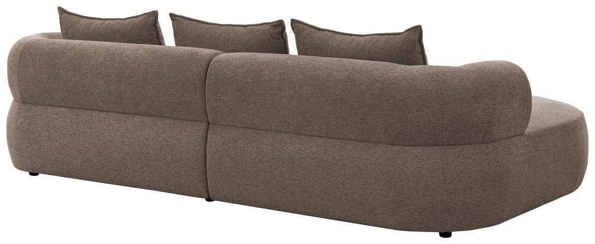 ECKSOFA FERRO Braun Chenille  - Schwarz/Braun, Design, Kunststoff/Textil (156/256cm) - Livetastic