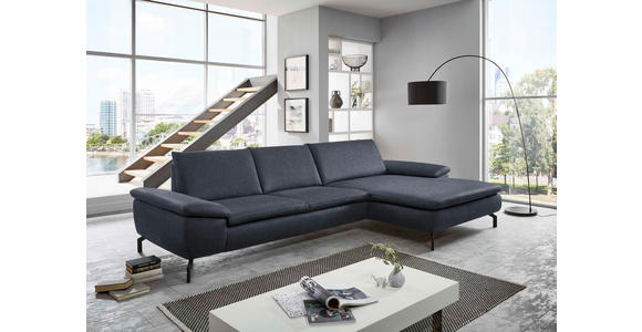 ECKSOFA Dunkelblau Mikrofaser  - Schwarz/Dunkelblau, Design, Textil/Metall (341/181cm) - Dieter Knoll