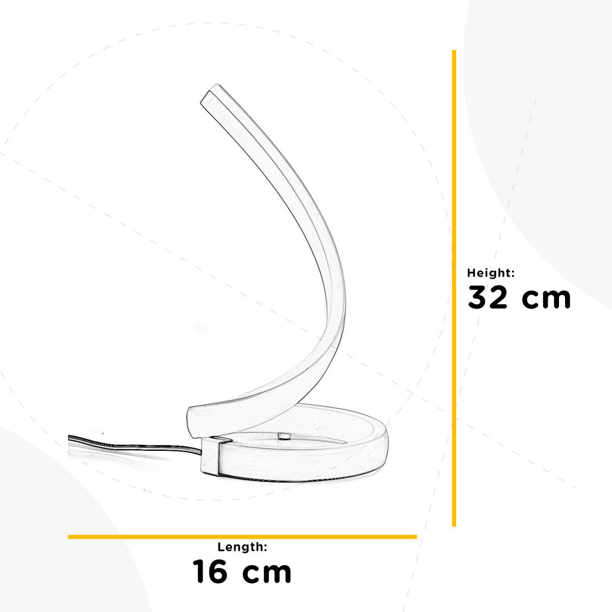 STOLNÍ LED LAMPA, 16/16/32 cm - bílá, Design, kov (16/16/32cm)