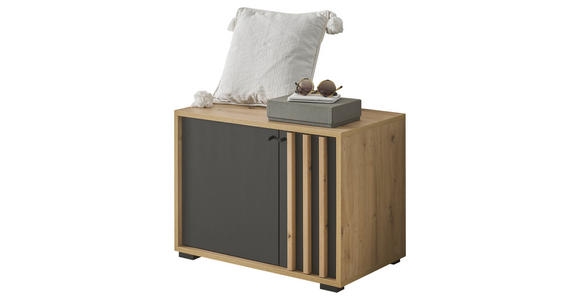 GARDEROBENBANK 64,3/47/38 cm - Schwarz/Eiche Artisan, Design, Holzwerkstoff/Kunststoff (64,3/47/38cm) - Carryhome