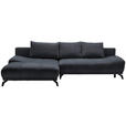 ECKSOFA in Chenille Dunkelblau  - Schwarz/Dunkelblau, MODERN, Textil/Metall (182/290cm) - Hom`in
