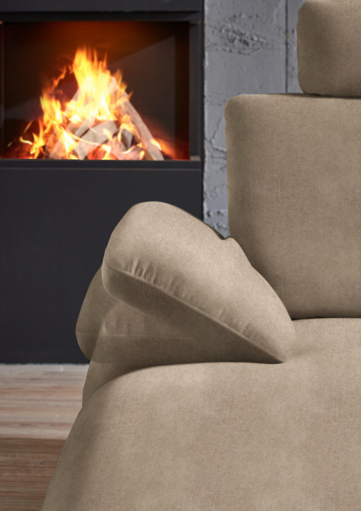 WOHNLANDSCHAFT in Velours Hellbraun  - Hellbraun/Schwarz, Design, Textil/Metall (180/344/208cm) - Dieter Knoll