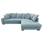 ECKSOFA Blaugrau Cord Rückenkissen, Armlehnenkissen, Bettkasten, Schlaffunktion, Rücken echt, Liegefläche im Originalstoff  - Blaugrau/Schwarz, KONVENTIONELL, Kunststoff/Textil (304/212cm) - Carryhome