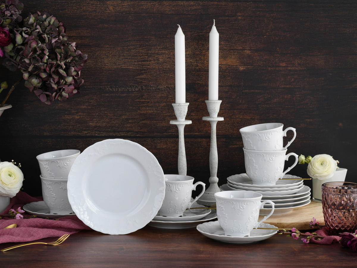 KAFFEESERVICE Weiß Rokoko weiss 18-teilig  - Weiß, Basics, Keramik - Creatable