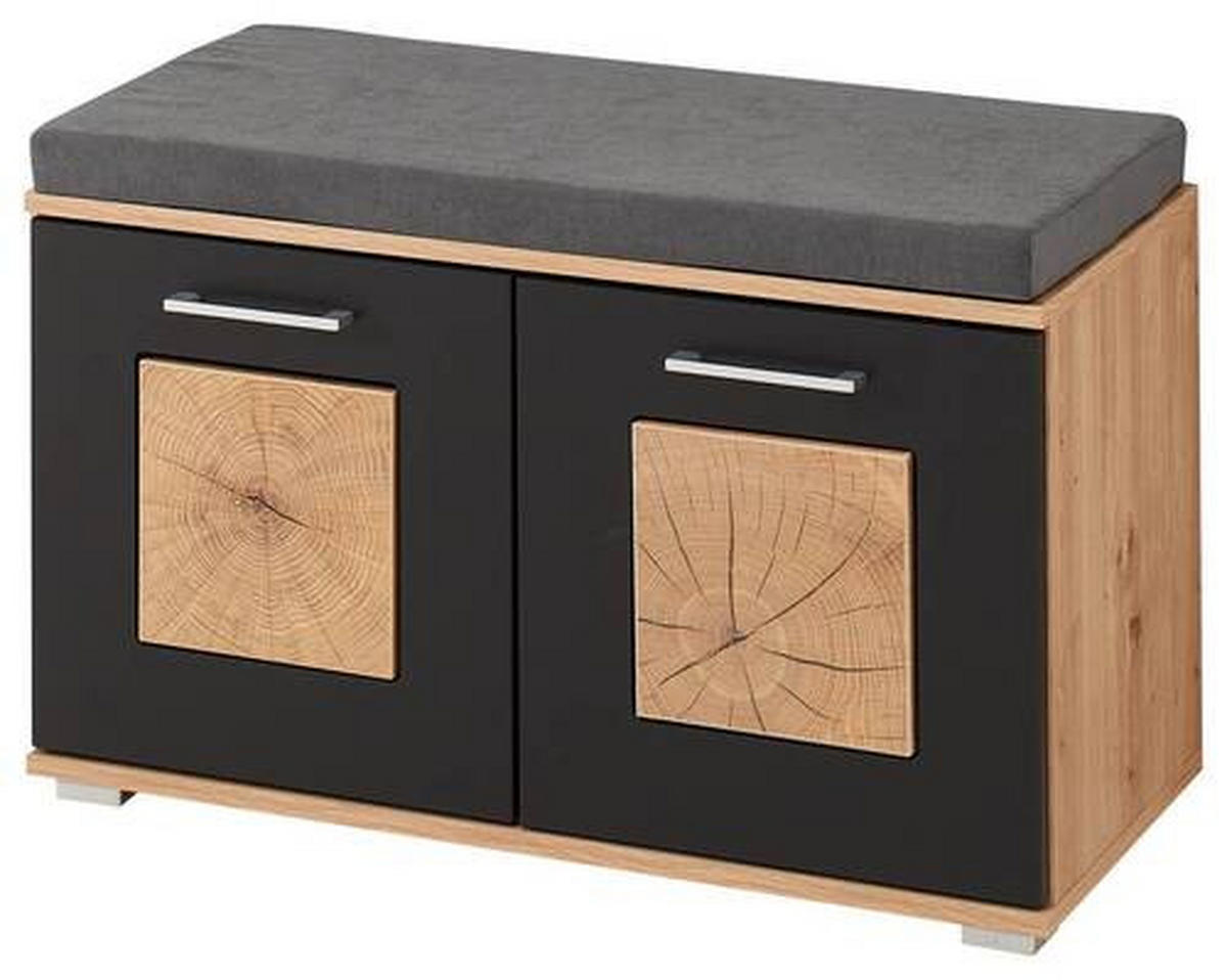 GARDEROBE 6-teilig  in 263/195,5/38 cm  - Schwarz/Eiche Artisan, Basics, Glas/Holzwerkstoff (263/195,5/38cm) - Xora