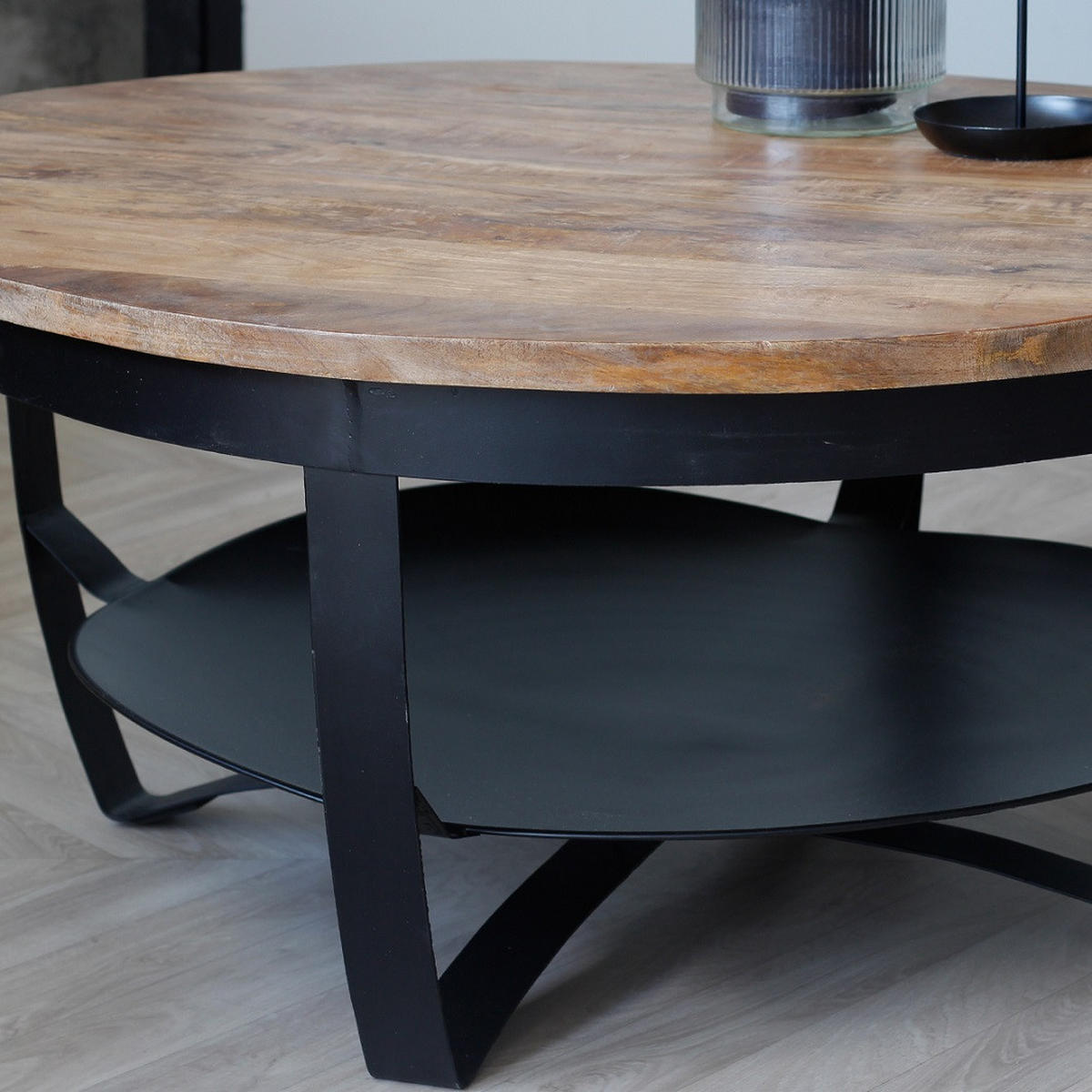 COUCHTISCH in Holz, Metall 90/90/44 cm  - Schwarz/Braun, LIFESTYLE, Holz/Metall (90/90/44cm) - MID.YOU