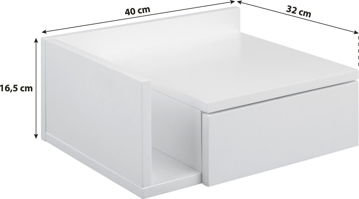 NACHTKÄSTCHEN  in Weiss  - Weiss, Modern, Holzwerkstoff (40/16,5/32cm) - MID.YOU