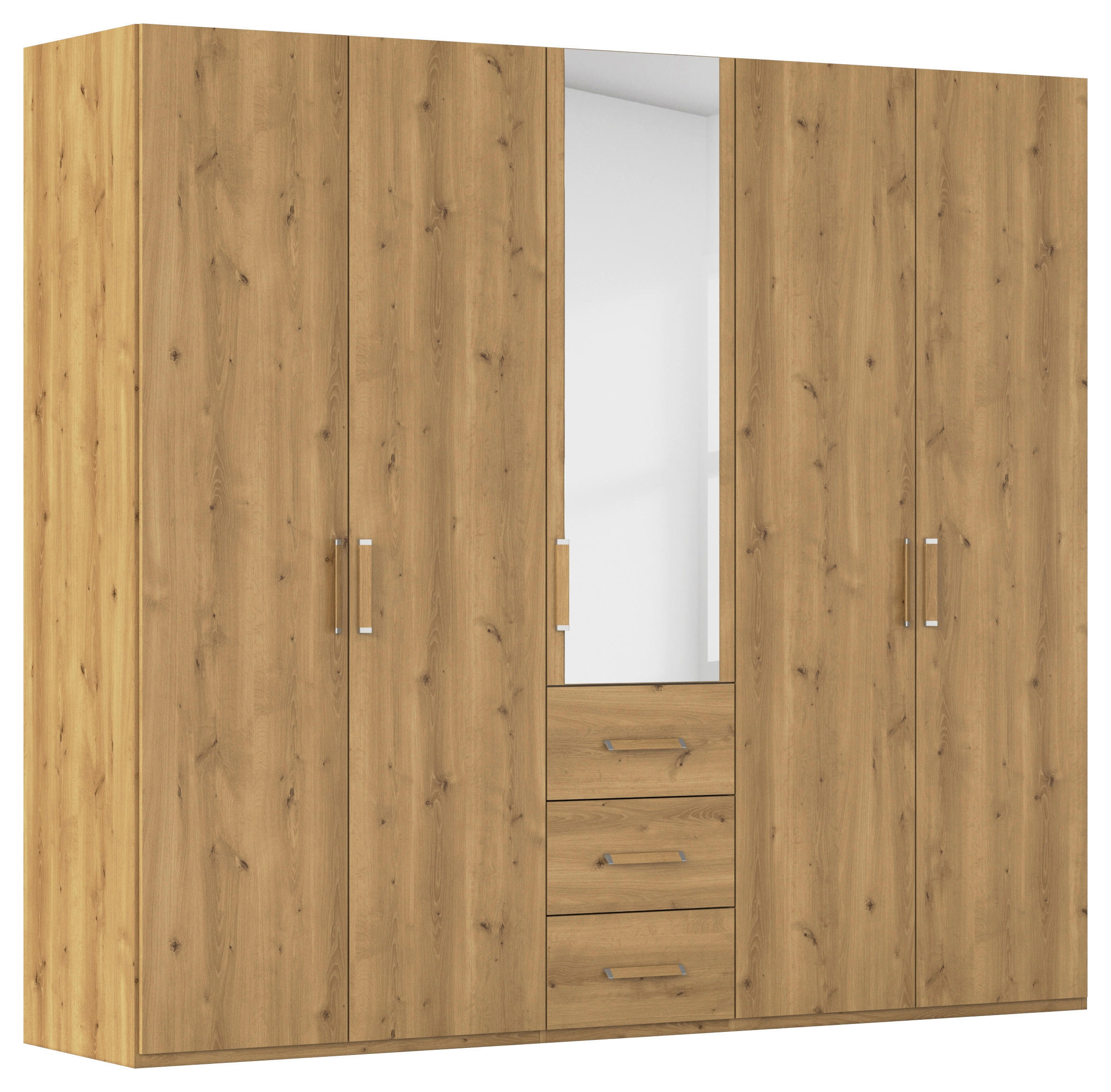 DREHTÜRENSCHRANK 251/223/60 cm 5-türig Eichefarben  - Eichefarben, Design, Glas/Holzwerkstoff (251/223/60cm) - Novel