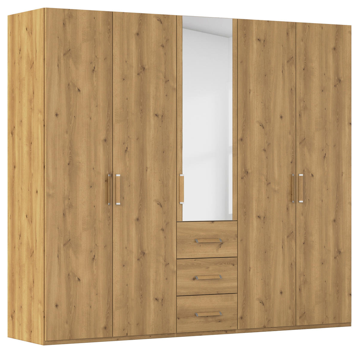 DREHTÜRENSCHRANK 251/223/60 cm 5-türig Eichefarben  - Eichefarben, Design, Glas/Holzwerkstoff (251/223/60cm) - Novel