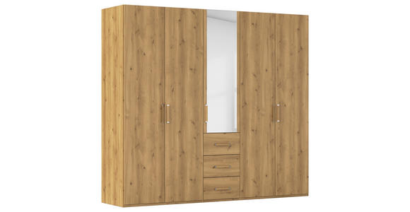 DREHTÜRENSCHRANK  in Eichefarben  - Eichefarben, Design, Glas/Holzwerkstoff (251/223/60cm) - Novel