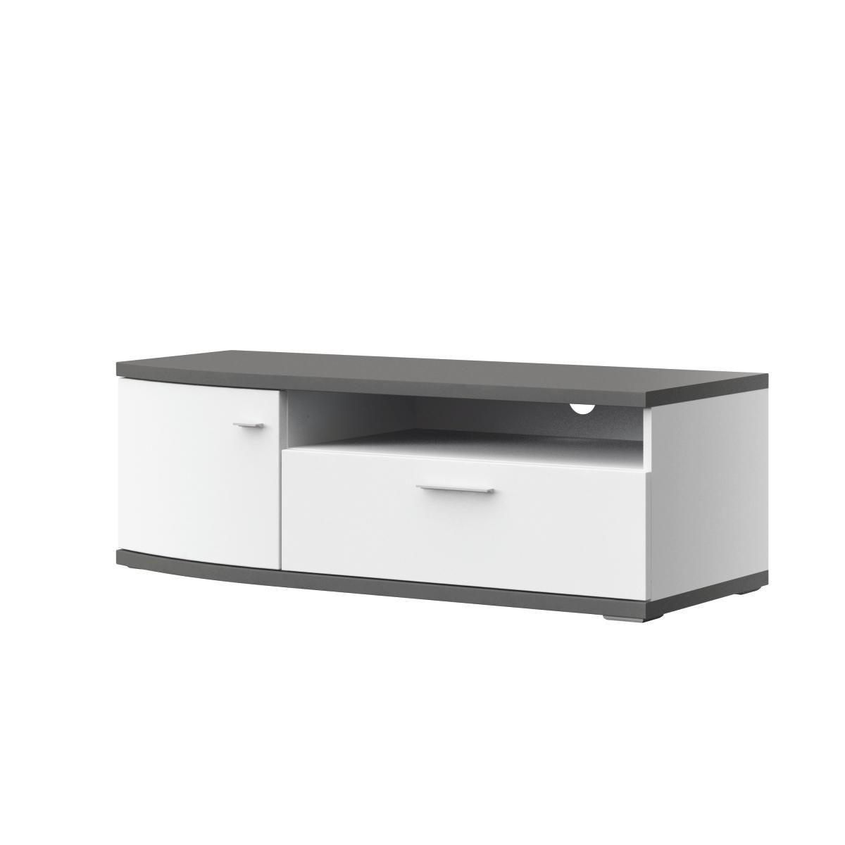 TV-ELEMENT  in 121,3/40,5/50 cm  - Weiß Hochglanz/Alufarben, Design, Holzwerkstoff/Kunststoff (121,3/40,5/50cm) - Modante