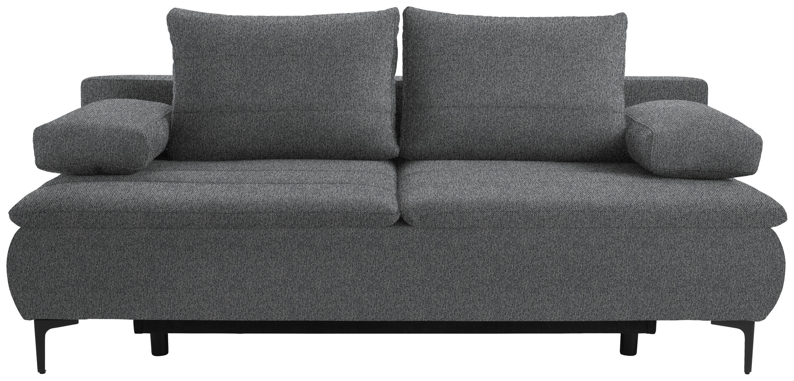 BOXSPRINGSOFA Webstoff Dunkelgrau  - Dunkelgrau/Schwarz, KONVENTIONELL, Textil/Metall (204/93/100cm) - Novel