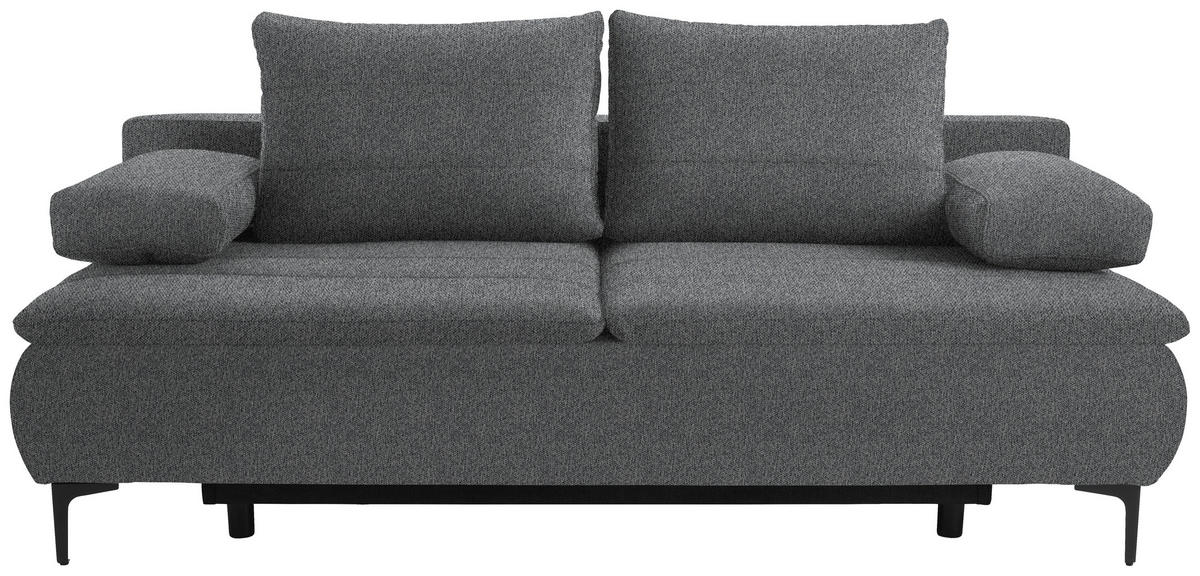 BOXSPRINGSOFA in Webstoff Dunkelgrau  - Dunkelgrau/Schwarz, Konventionell, Textil/Metall (204/93/100cm) - Livetastic