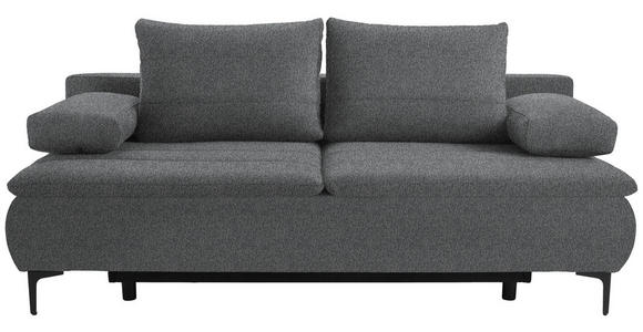 BOXSPRINGSOFA Webstoff Dunkelgrau  - Dunkelgrau/Schwarz, KONVENTIONELL, Textil/Metall (204/93/100cm) - Novel