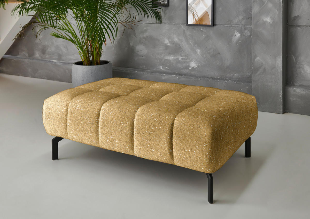 ECKSOFA in Chenille Currygelb  - Currygelb/Schwarz, Design, Textil/Metall (222/323cm) - Beldomo Style