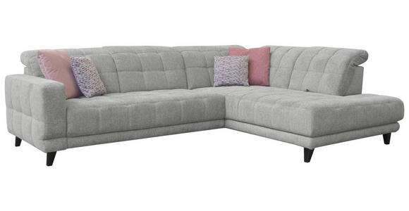 ECKSOFA Grau Webstoff  - Schwarz/Grau, Design, Holz/Textil (302/216cm) - Xora