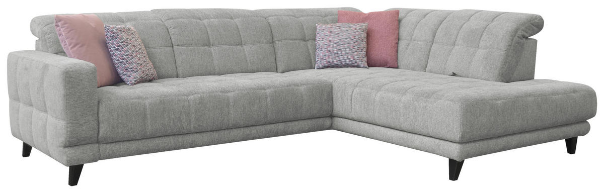 ECKSOFA Grau Webstoff  - Schwarz/Grau, Design, Holz/Textil (302/216cm) - Xora