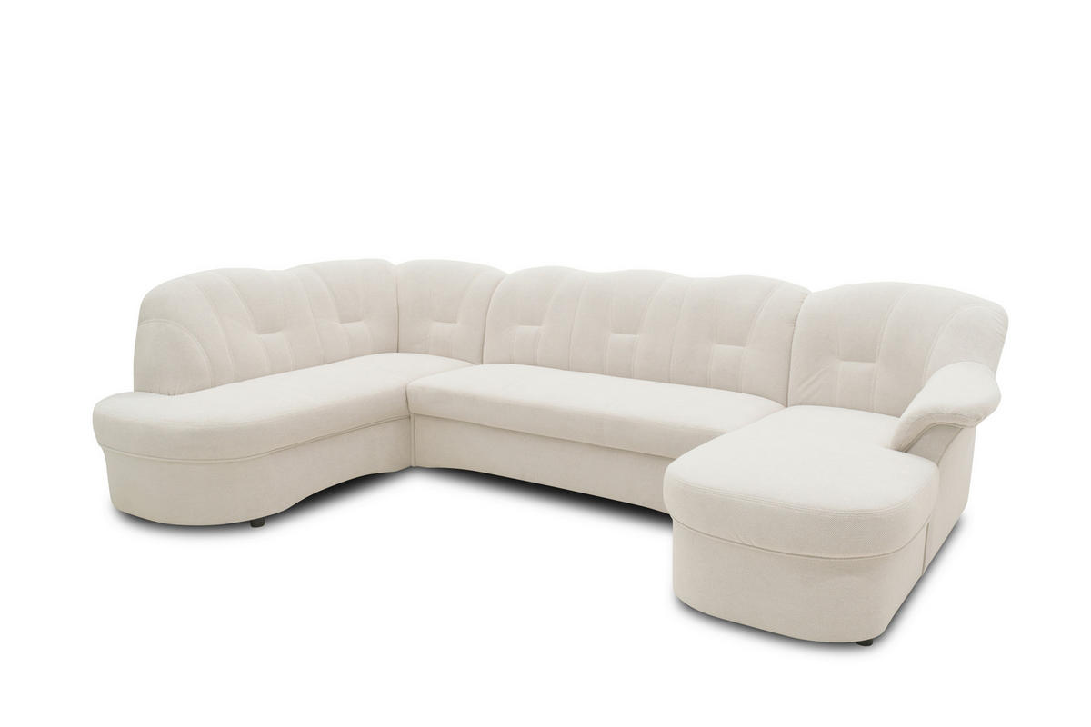 WOHNLANDSCHAFT FLORES FK Creme Mikrofaser  - Creme/Schwarz, KONVENTIONELL, Kunststoff/Textil (293/293/142cm) - MID.YOU