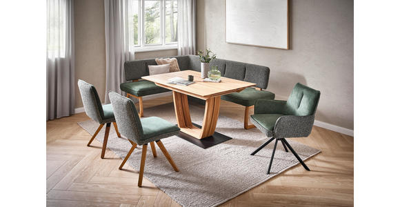 ECKBANK 208/155 cm  in Grün, Dunkelgrün  - Dunkelgrün/Grün, KONVENTIONELL, Holz/Textil (208/155cm) - Venda