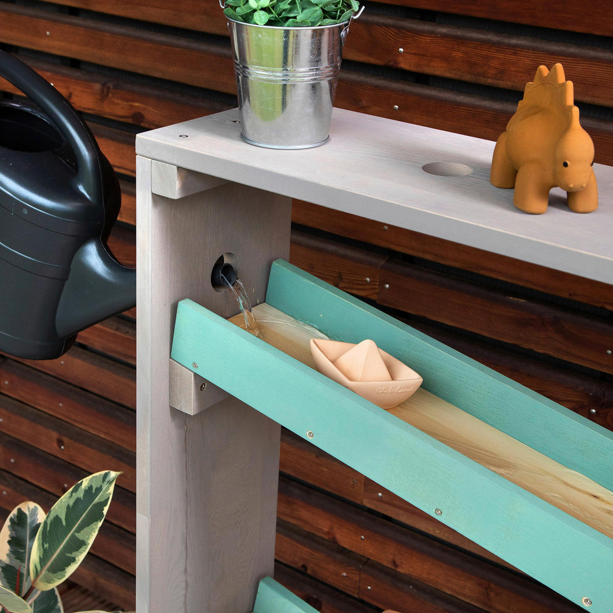 WASSERBAHN Grün, Grau  - Grau/Grün, Basics, Holz (100/44/105cm) - MUDDY BUDDY