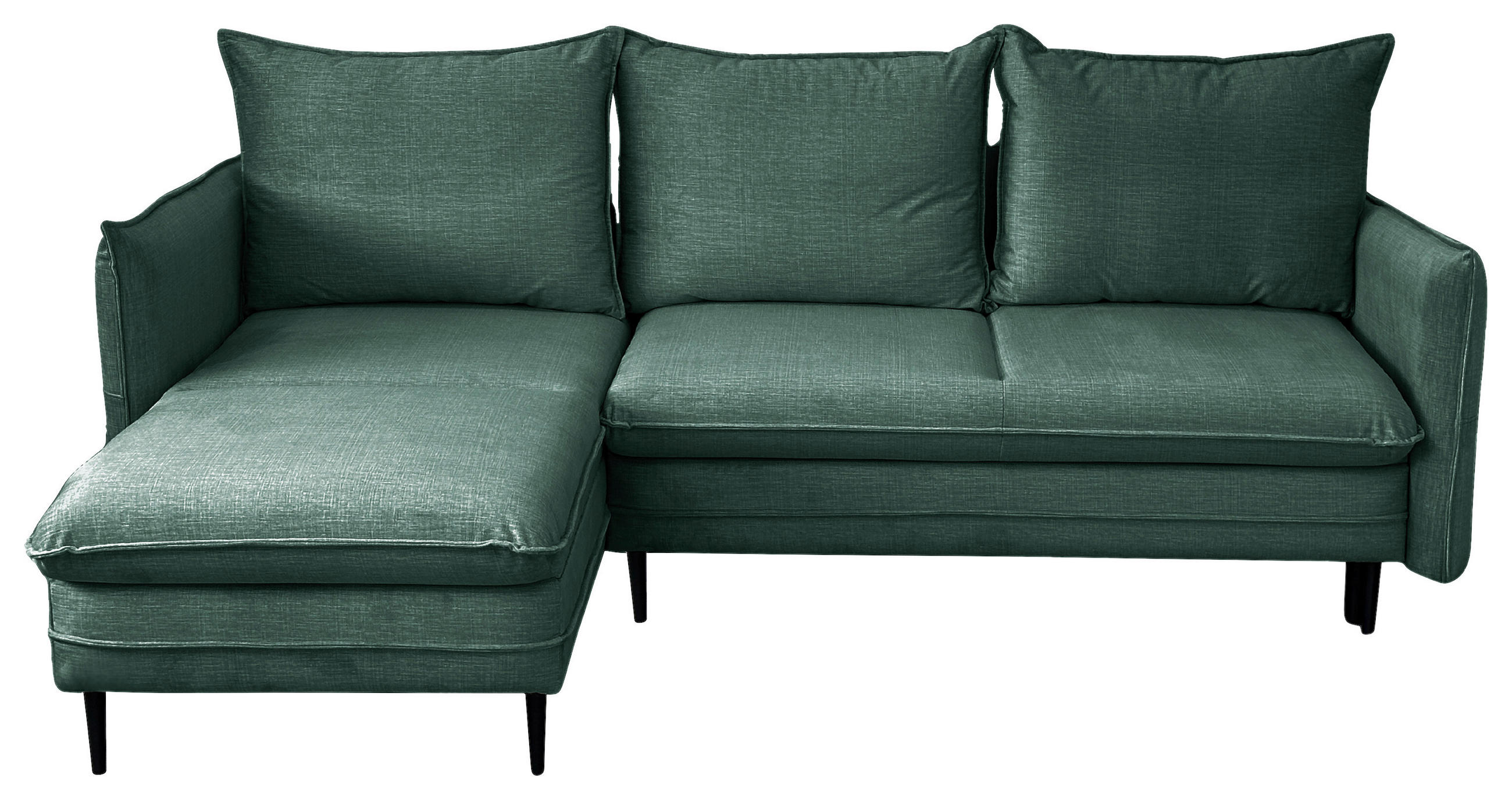 ECKSOFA Mintgrün Flachgewebe  - Schwarz/Mintgrün, Design, Holz/Kunststoff (170/235cm) - MID.YOU