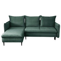 ECKSOFA Mintgrün Flachgewebe  - Schwarz/Mintgrün, Design, Holz/Kunststoff (170/235cm) - MID.YOU