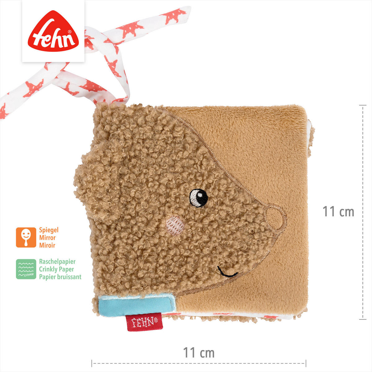 STOFFBUCH Bär Fred  - Hellbraun, Basics, Textil (12/12/2,2cm) - Fehn