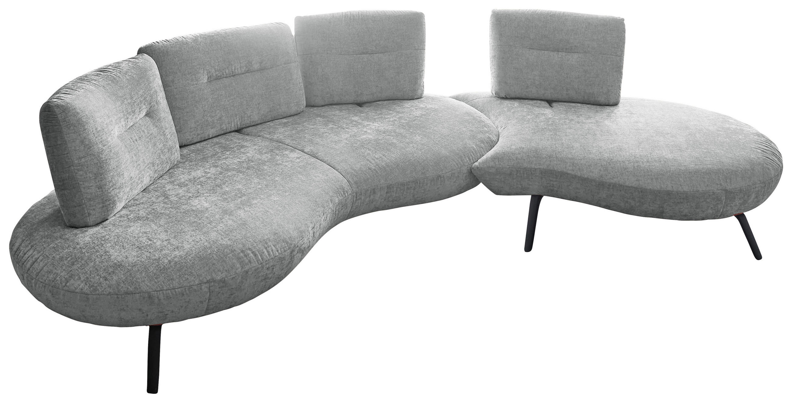 BIGSOFA Flachgewebe Hellgrau  - Hellgrau/Schwarz, Design, Textil/Metall (456/93/138cm) - Moderano