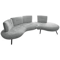 BIGSOFA Flachgewebe Hellgrau  - Hellgrau/Schwarz, Design, Textil/Metall (456/93/138cm) - Moderano