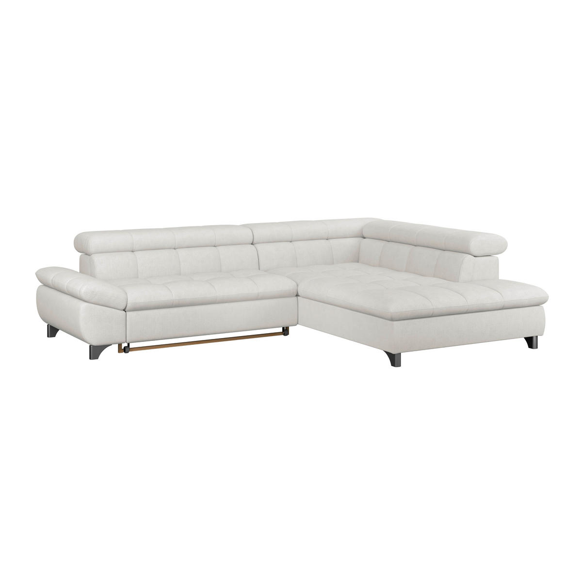 ECKSOFA Creme Chenille  - Chromfarben/Creme, KONVENTIONELL, Textil/Metall (312/234cm) - Livetastic