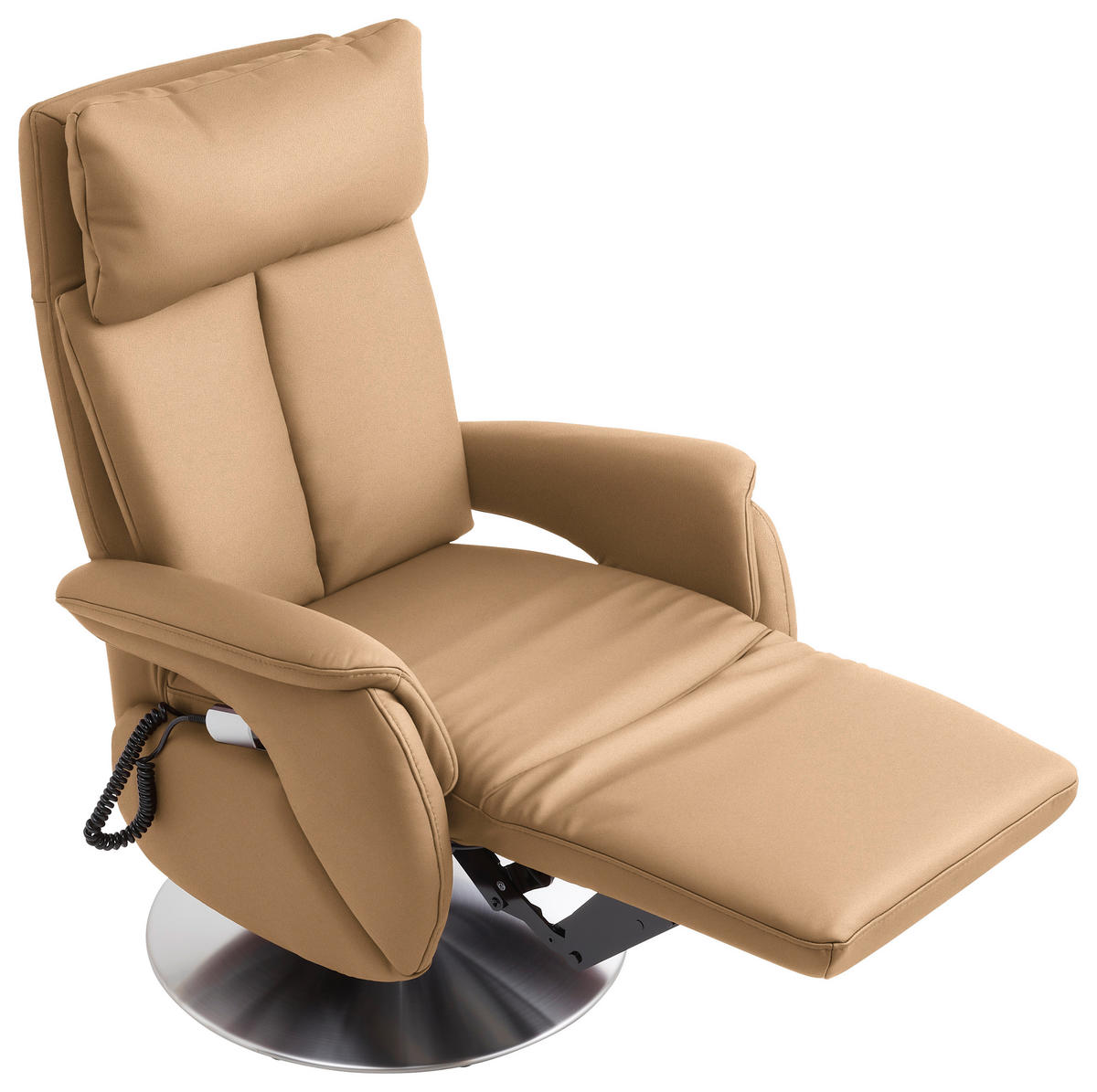 RELAXSESSEL in Leder Cappuccino  - Edelstahlfarben/Cappuccino, Konventionell, Leder/Metall (78/110/81cm) - Cantus