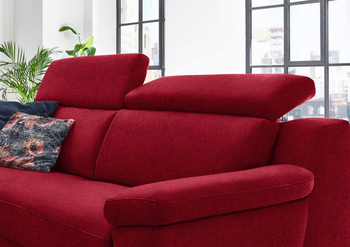 3-SITZER-SOFA in Chenille Rot  - Rot/Schwarz, Design, Textil/Metall (230/104/104cm) - Valdera