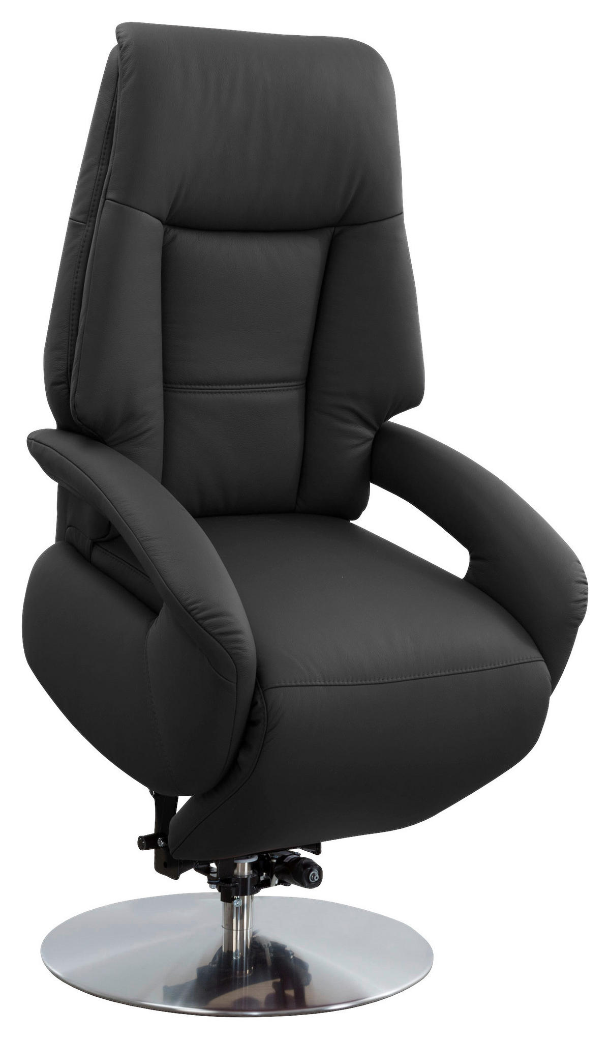 RELAXSESSEL in Leder Schwarz  - Edelstahlfarben/Schwarz, Konventionell, Leder/Metall (74/111/77cm) - Sit & More