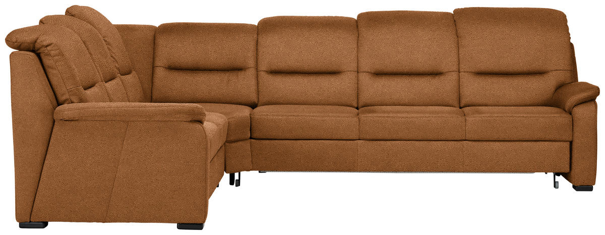 ECKSOFA in Mikrofaser Orange  - Schwarz/Orange, Konventionell, Holz/Textil (245/303cm) - Beldomo Comfort