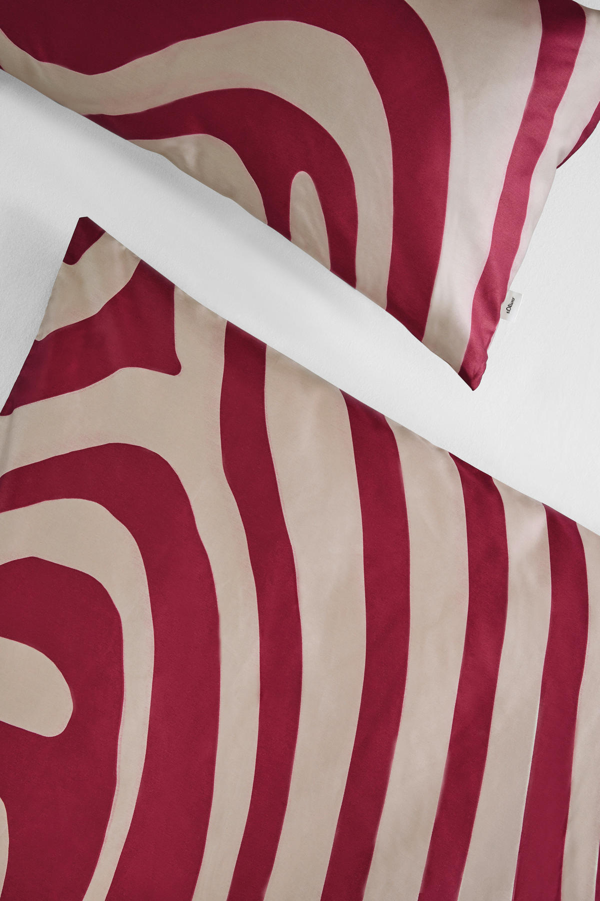 BETTWÄSCHE Makosatin 135/200 cm  - Bordeaux/Beige, Basics, Textil (135/200cm) - S. Oliver