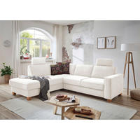 ECKSOFA Creme Flachgewebe  - Eichefarben/Creme, KONVENTIONELL, Holz/Textil (213/236cm) - Sit & More