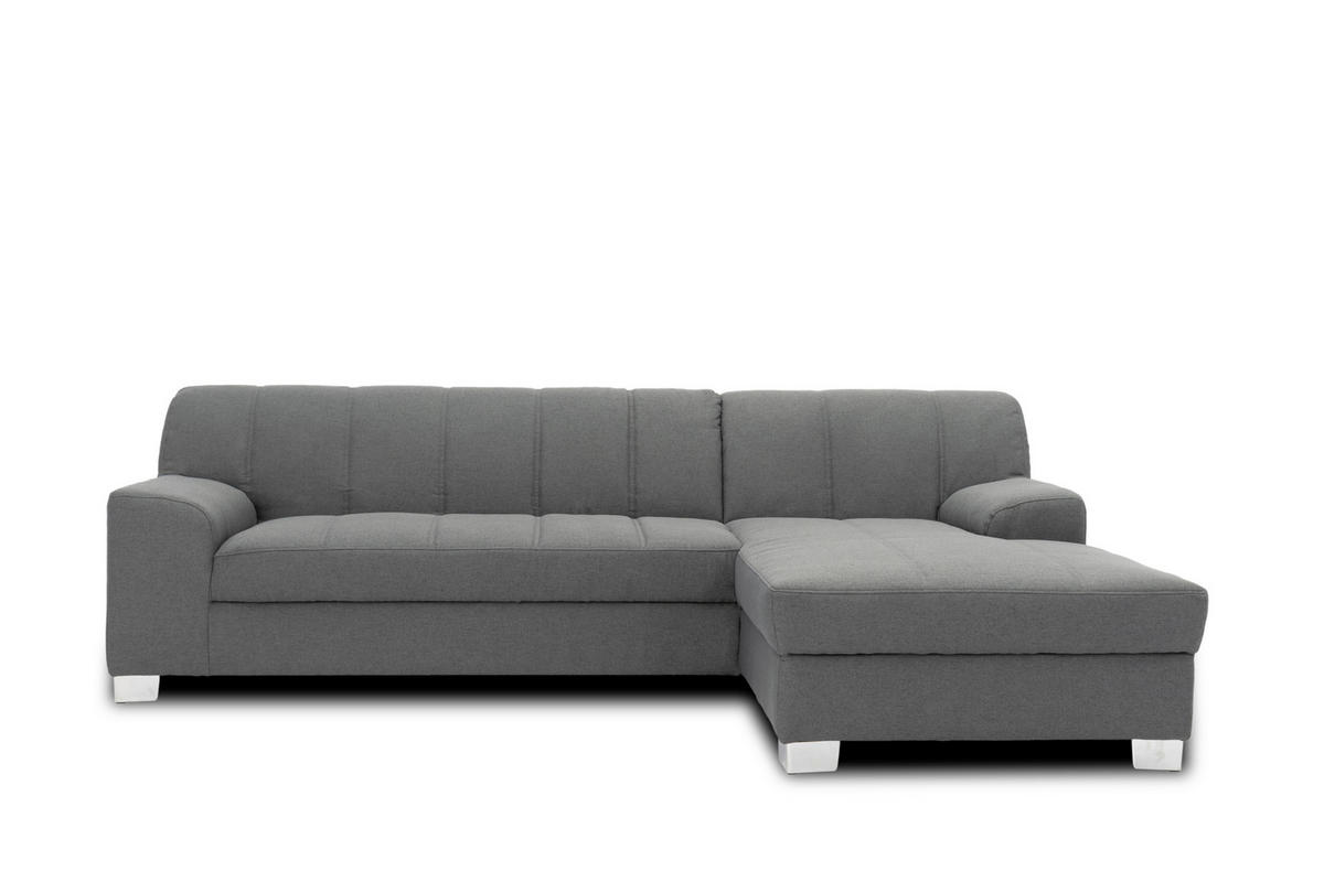 ECKSOFA CAPRI Grau Struktur  - Chromfarben/Grau, KONVENTIONELL, Textil/Metall (239/152cm) - MID.YOU