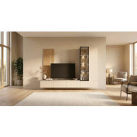 WOHNWAND 260/198,7/50 cm  in Taupe, Eichefarben, Champagner  260/198,7/50 cm  LED-Leuchtmittel   - Taupe/Champagner, KONVENTIONELL, Glas/Holzwerkstoff (260/198,7/50cm)