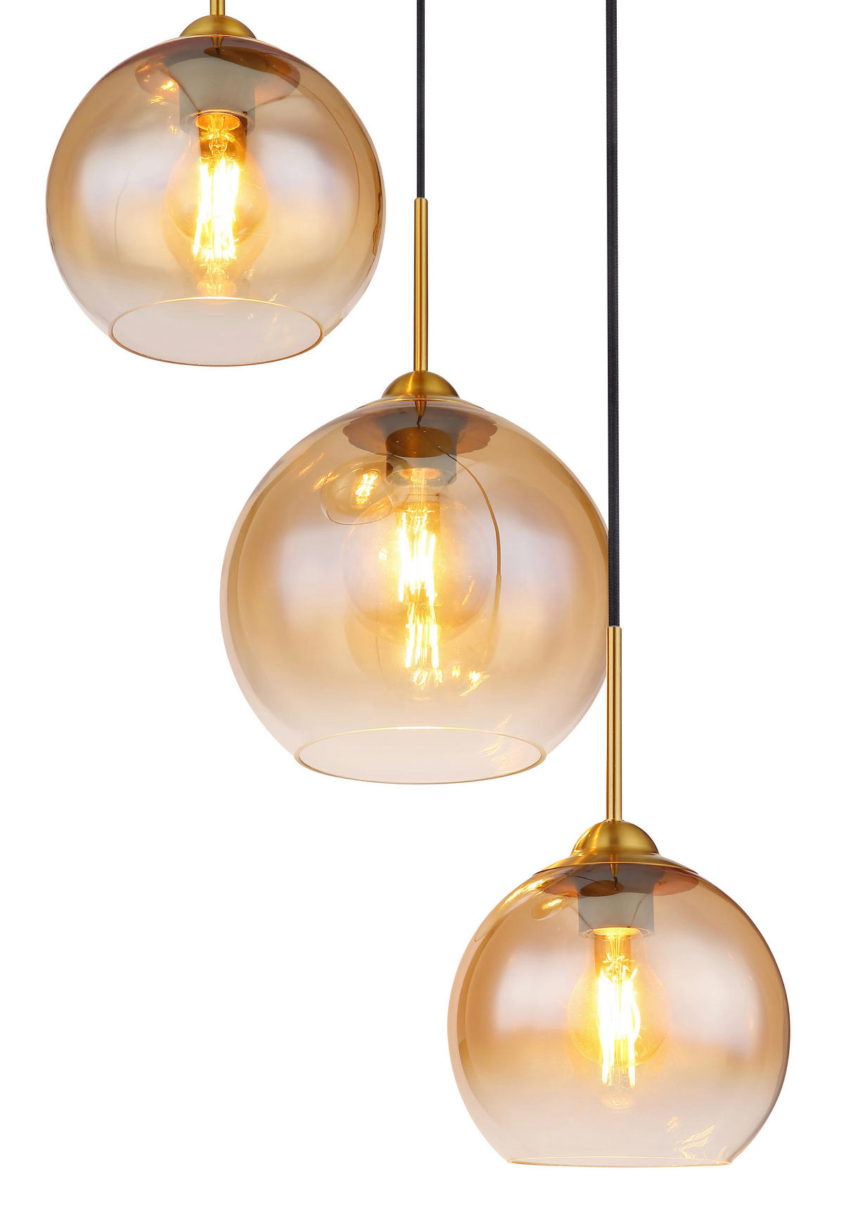 HÄNGELEUCHTE 43/150 cm    - Messingfarben, Design, Glas/Metall (43/150cm) - Globo