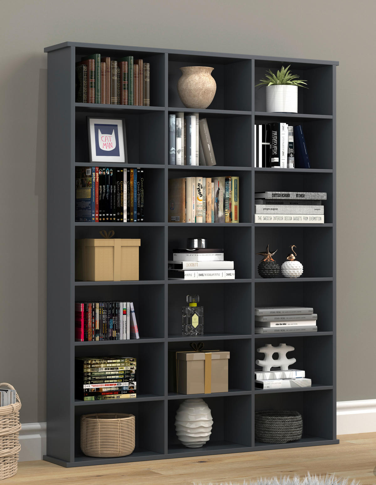 HYLLA i 105/136/19 cm antracit  - antracit, Design, trämaterial (105/136/19cm) - MID.YOU