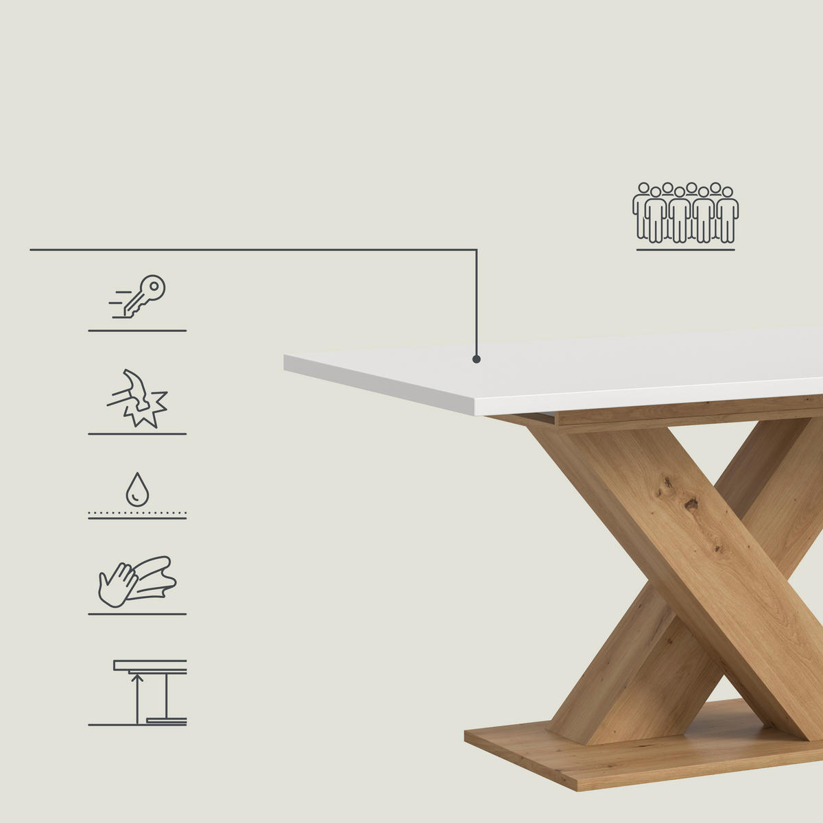 AUSZIEHTISCH in Holzwerkstoff 150-190/90/76 cm  - Eiche Artisan/Weiß, KONVENTIONELL, Holzwerkstoff (150-190/90/76cm) - MID.YOU